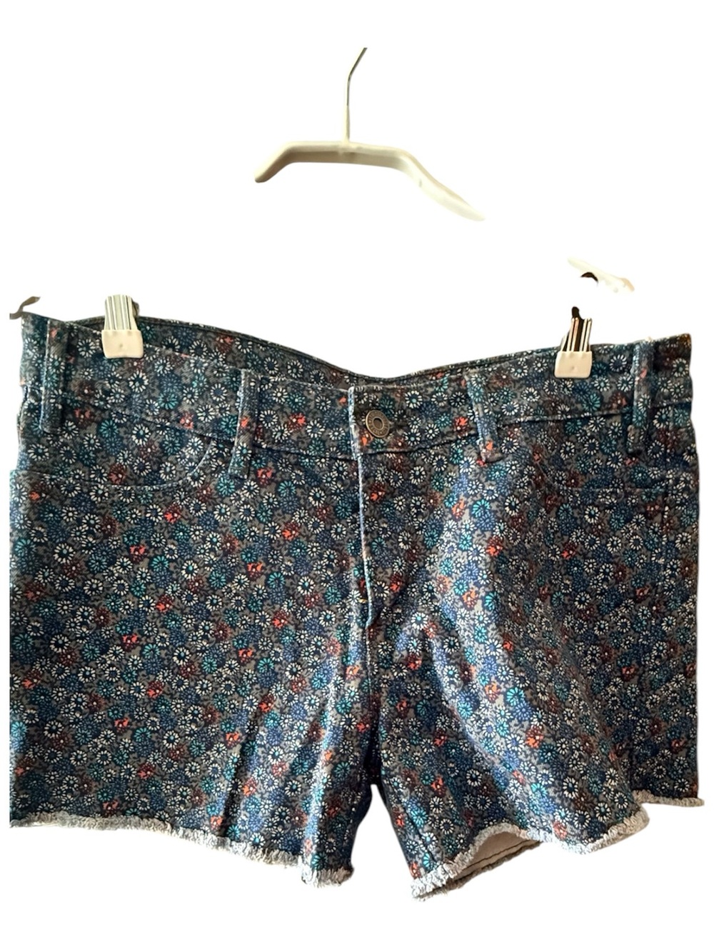Floral Pattern Denim Shorts